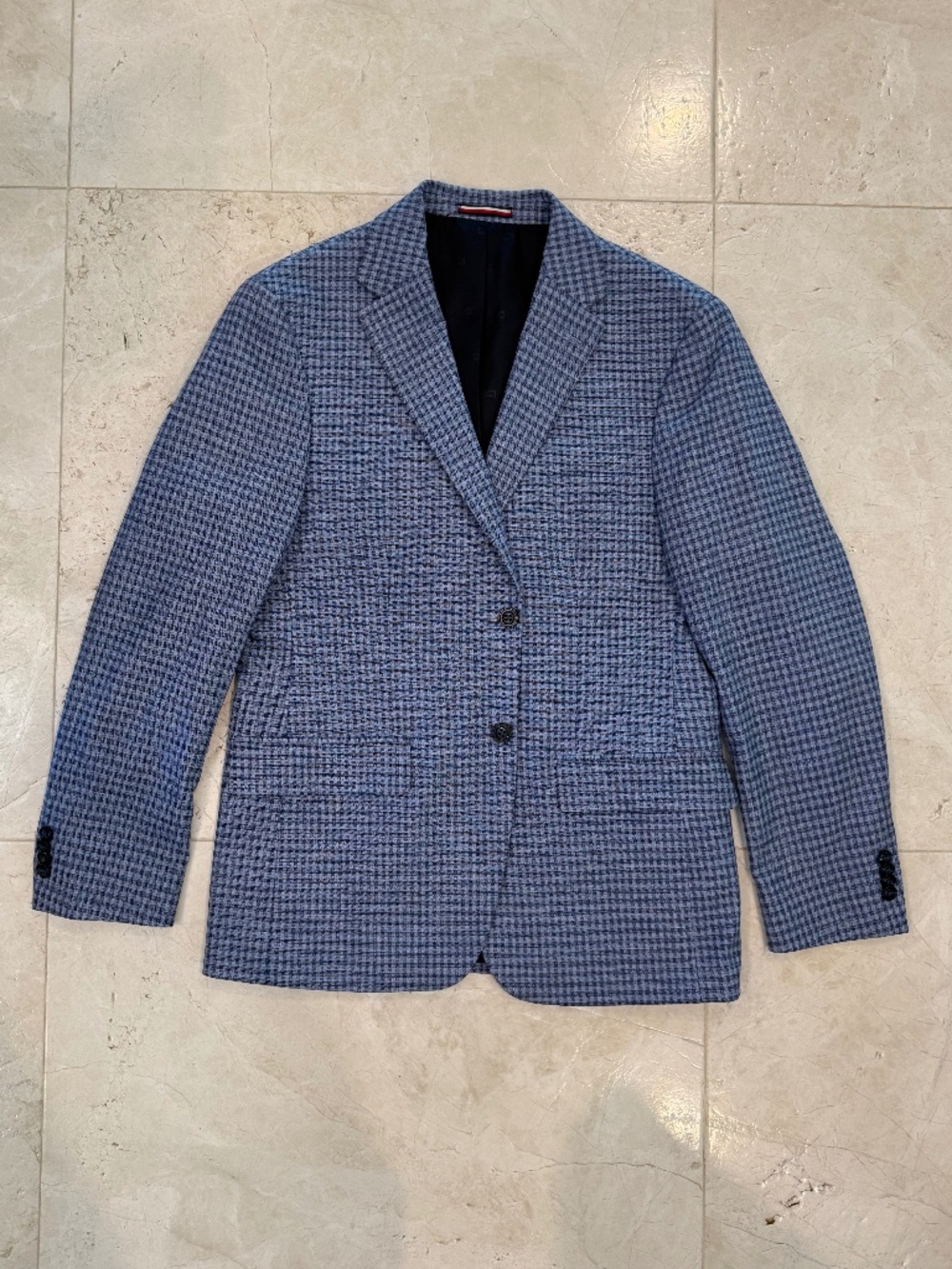 Tommy Hilfiger Men’s 38S Blue Micro Check Plaid Sport Coat Blazer